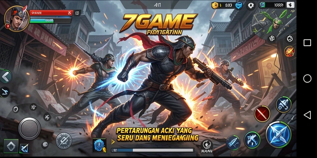 Gameplay aksi seru di 7GAME dengan pertempuran intens.
