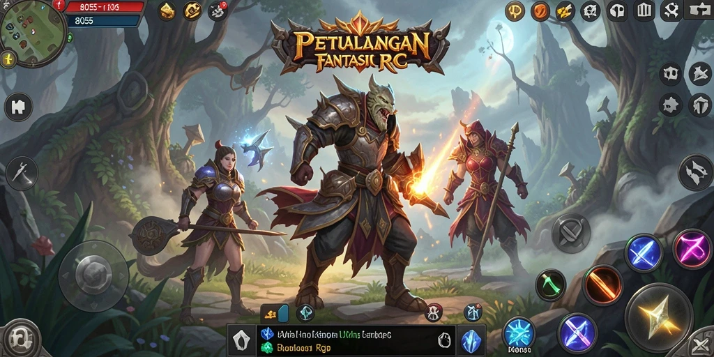 Gameplay seru dalam RPG 8055 dengan petualangan yang mendebarkan.