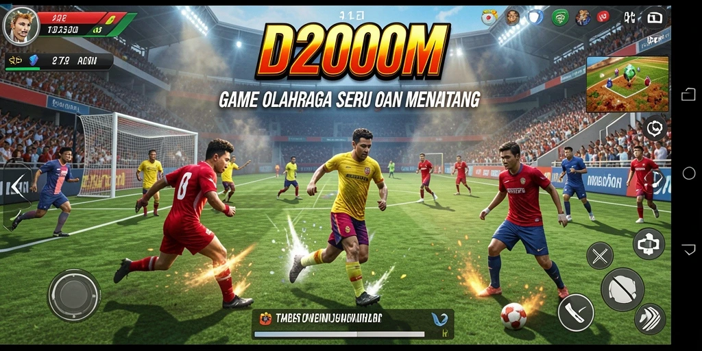 Tampilan gameplay D200M yang penuh aksi dalam olahraga.