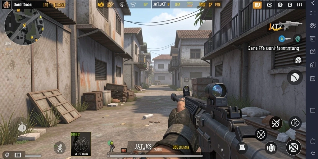 Tampilan aksi seru dalam permainan FPS JKTJKT.