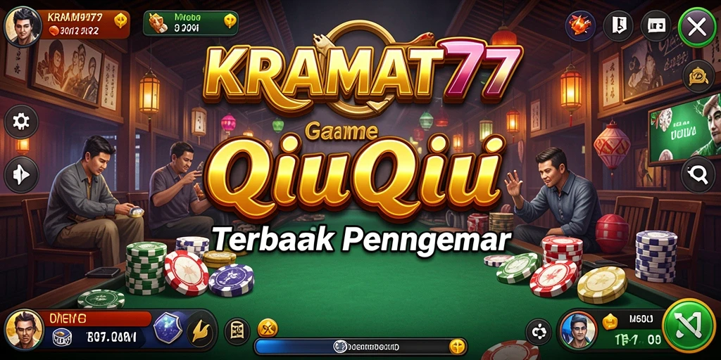 Screenshot permainan QiuQiu KRAMAT77 menampilkan aksi seru di meja.